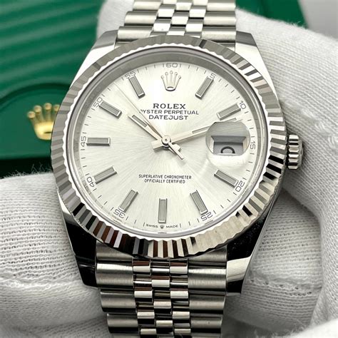 rolex dj41 silver dial|rolex datejust 41 fluted bezel.